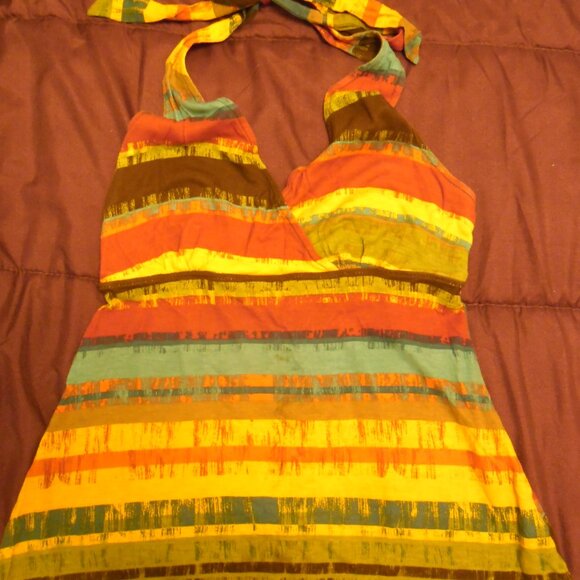 Boho multi-coloured halter neck. Small size. Made in Indonesia. - Picture 1 of 3